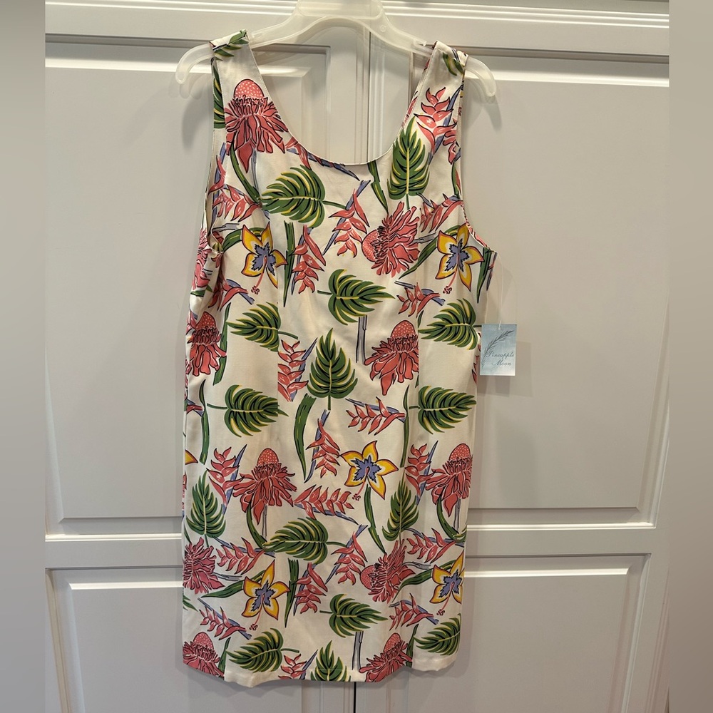 Floral Sleeveless Dress 100% Silk Lined NWT Pineapple Moon XL Fun!